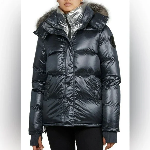 PAJAR DOWN FILL ARCTIC REMOVABLE FAUXFUR TRIM HOOD PUFFER JACKET GRAPHITE/SILVER - Picture 2 of 16